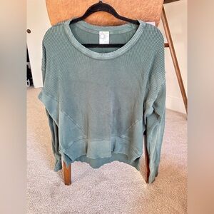 💚 OFFLINE by Aerie Waffle Knit Sweatshirt — Sage Green (Size XXS)